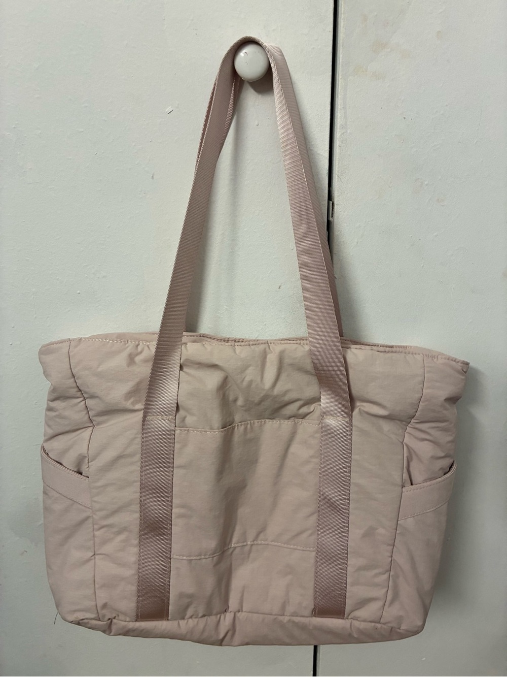 Quilted Padded Tote in Pale Pink